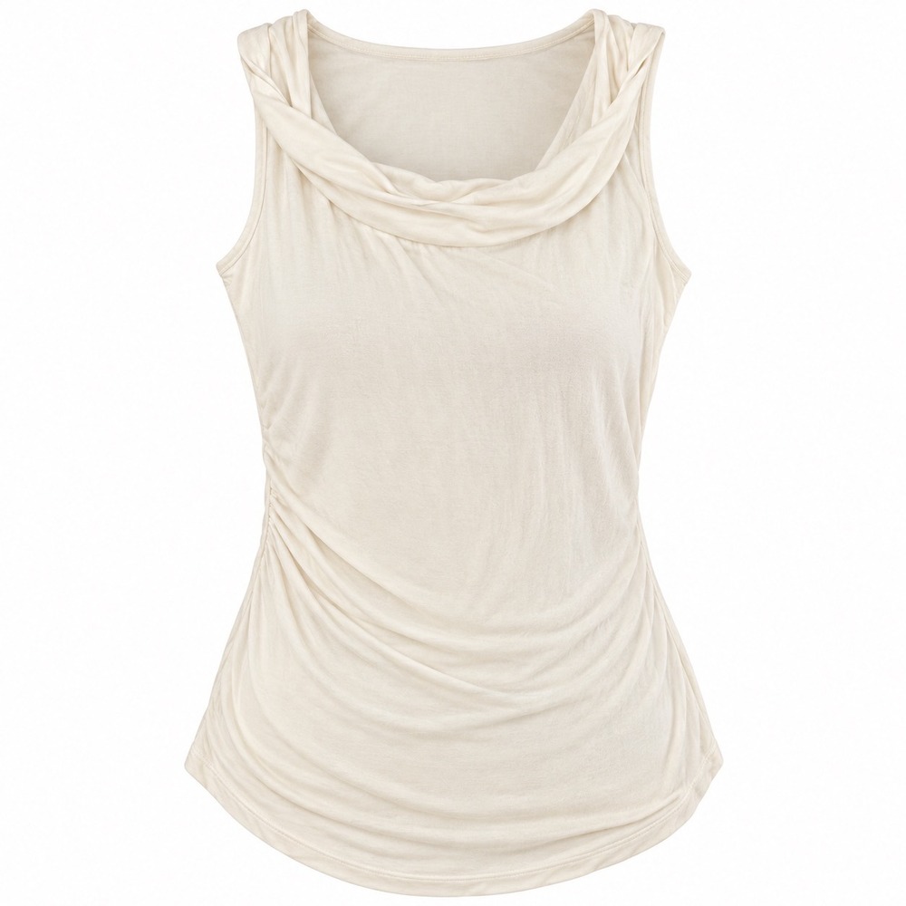 Banana Republic White Cowl Neck Ruched Sleeveless Tank‎ Top Small